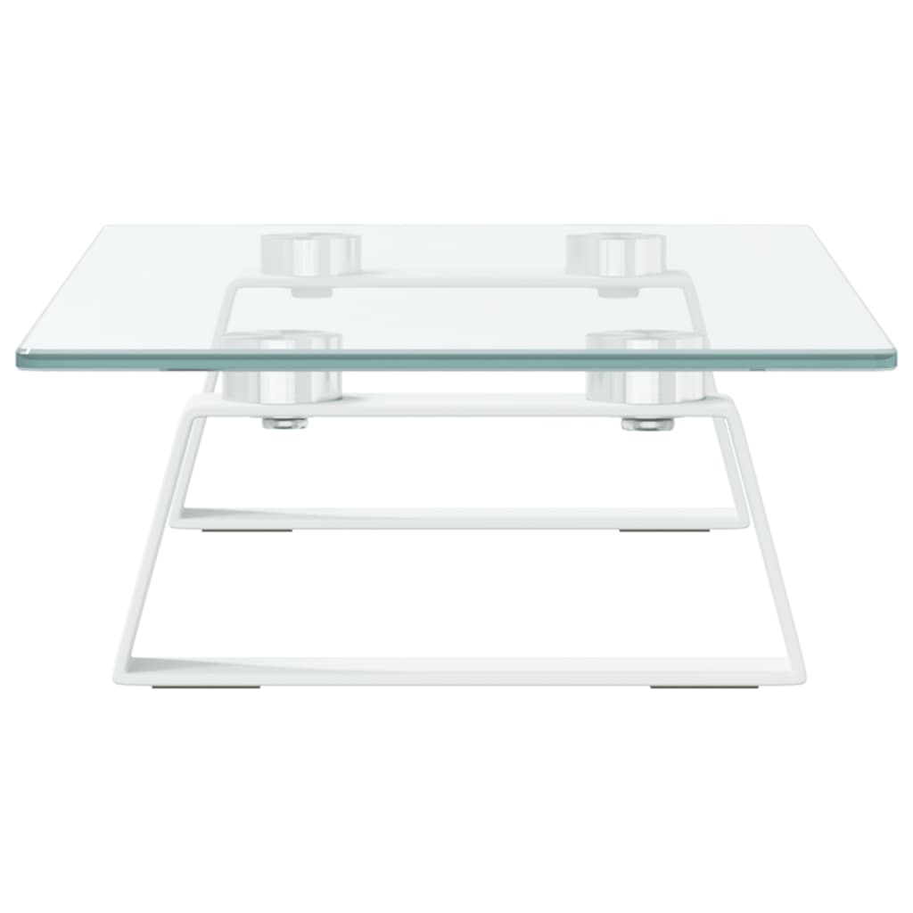 Monitorstandaard 40x20x8 cm gehard glas en metaal wit