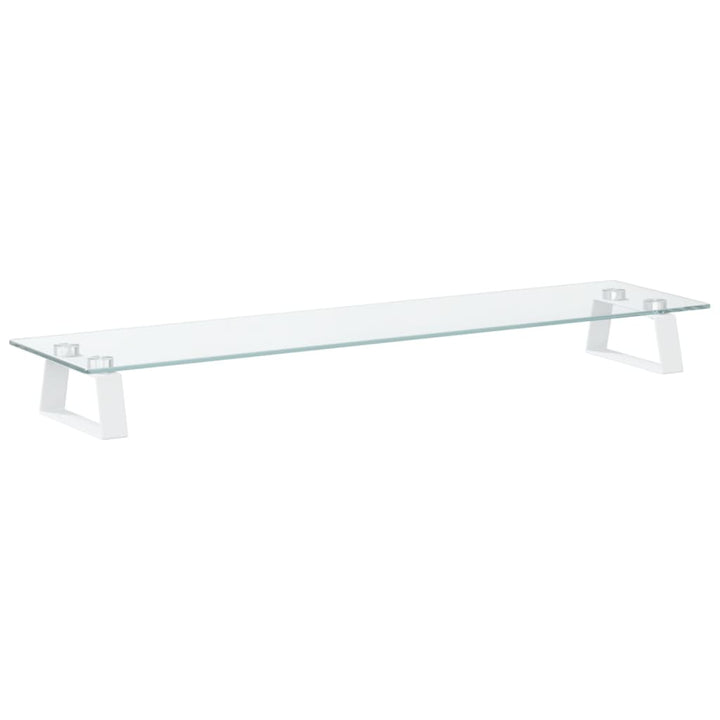 Monitorstandaard 80x20x8 cm gehard glas en metaal wit