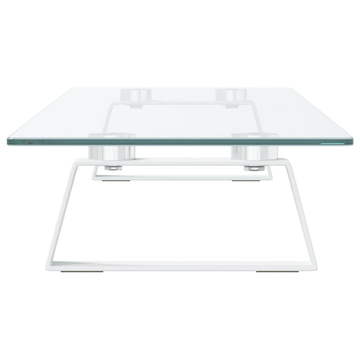 Monitorstandaard 80x20x8 cm gehard glas en metaal wit