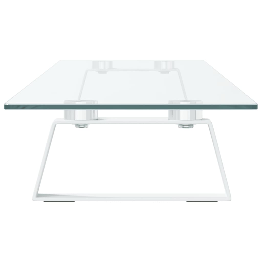 Monitorstandaard 100x20x8 cm gehard glas en metaal wit