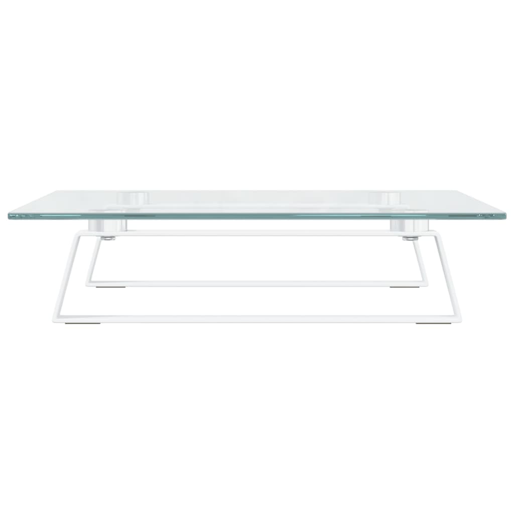 Monitorstandaard 40x35x8 cm gehard glas en metaal wit