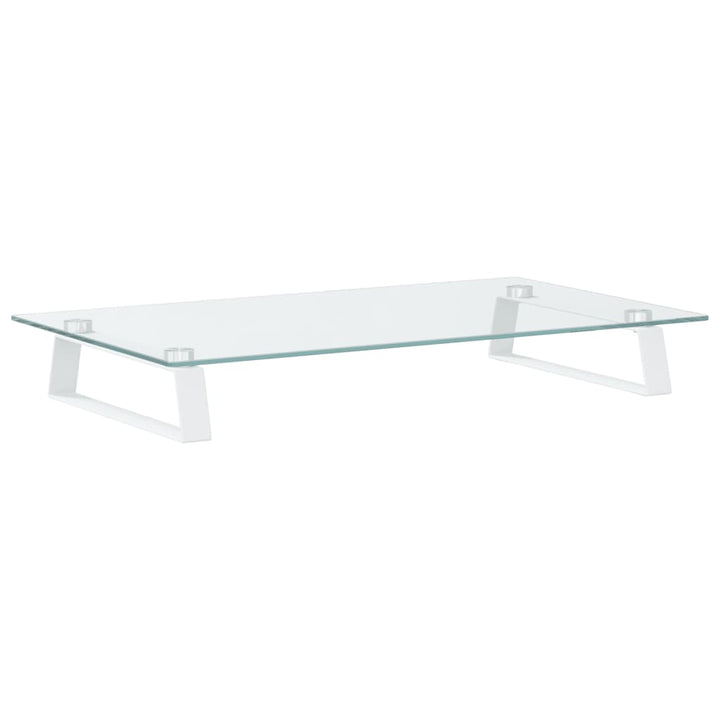 Monitorstandaard 60x35x8 cm gehard glas en metaal wit