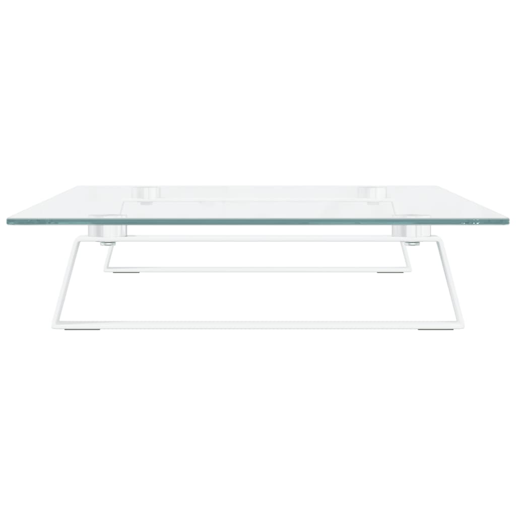 Monitorstandaard 60x35x8 cm gehard glas en metaal wit