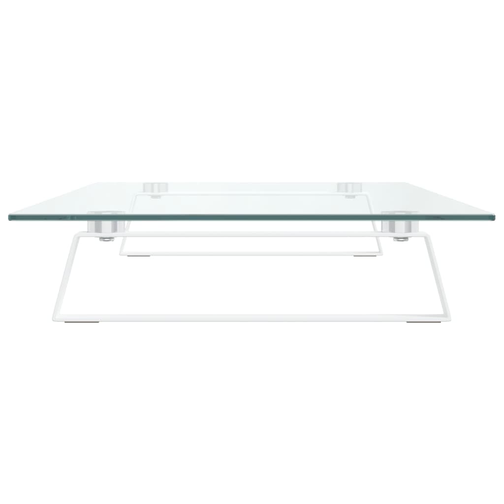 Monitorstandaard 80x35x8 cm gehard glas en metaal wit