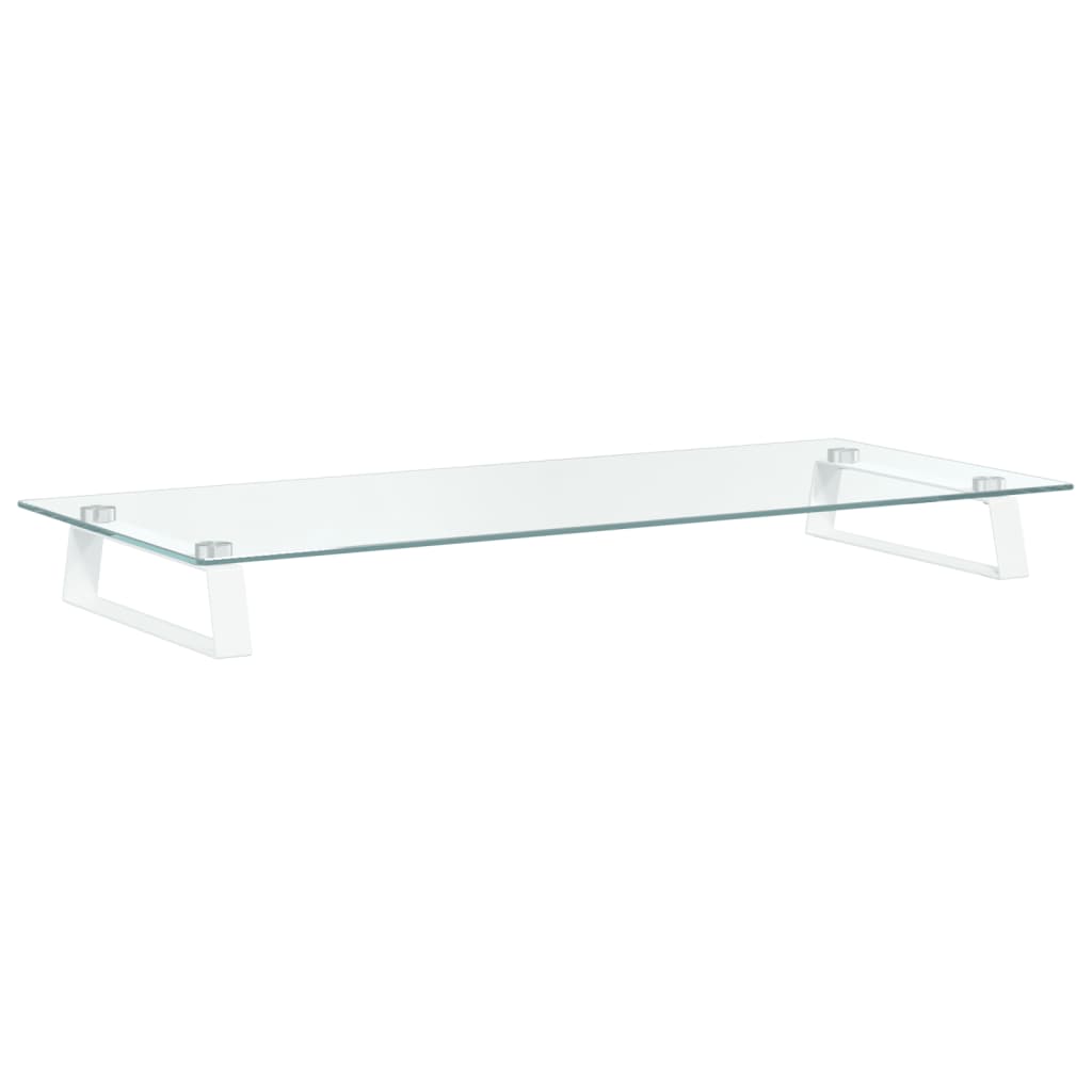 Monitorstandaard 80x35x8 cm gehard glas en metaal wit