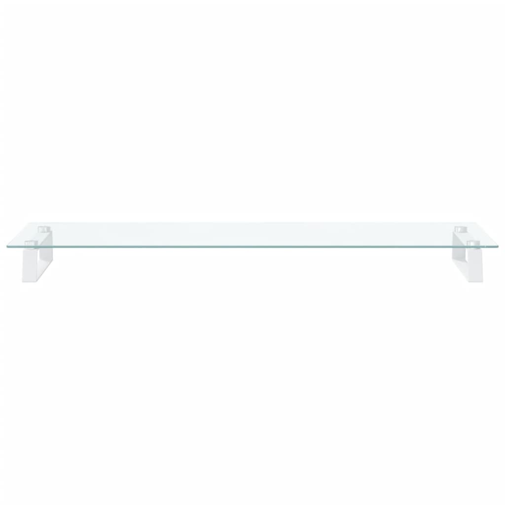 Monitorstandaard 100x35x8 cm gehard glas en metaal wit