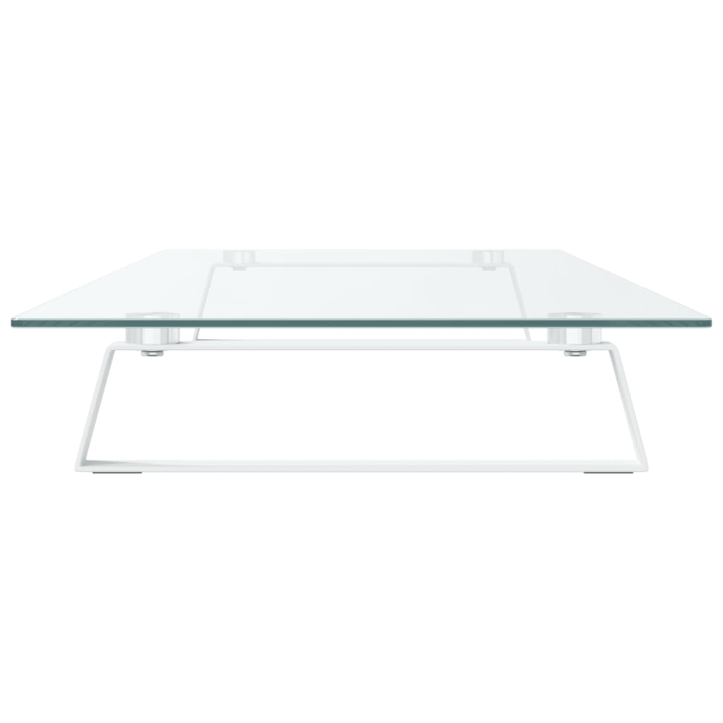 Monitorstandaard 100x35x8 cm gehard glas en metaal wit