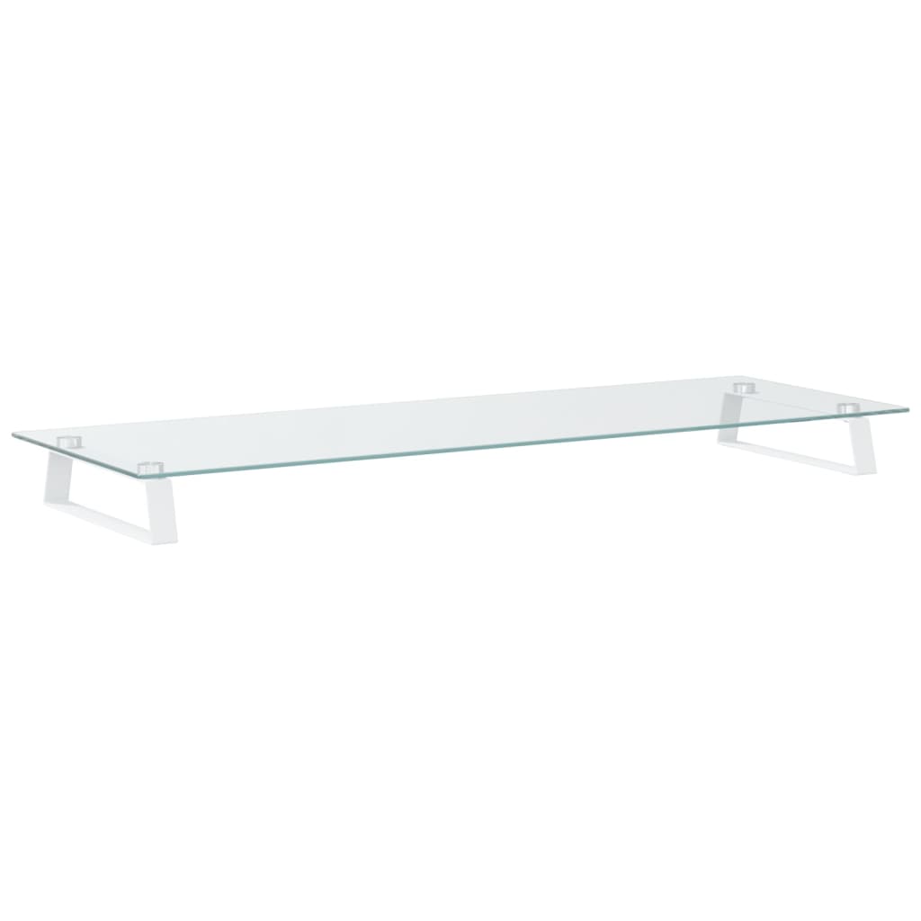 Monitorstandaard 100x35x8 cm gehard glas en metaal wit