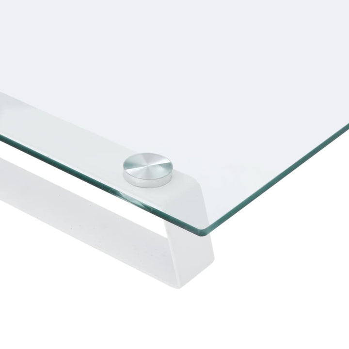 Monitorstandaard 100x35x8 cm gehard glas en metaal wit