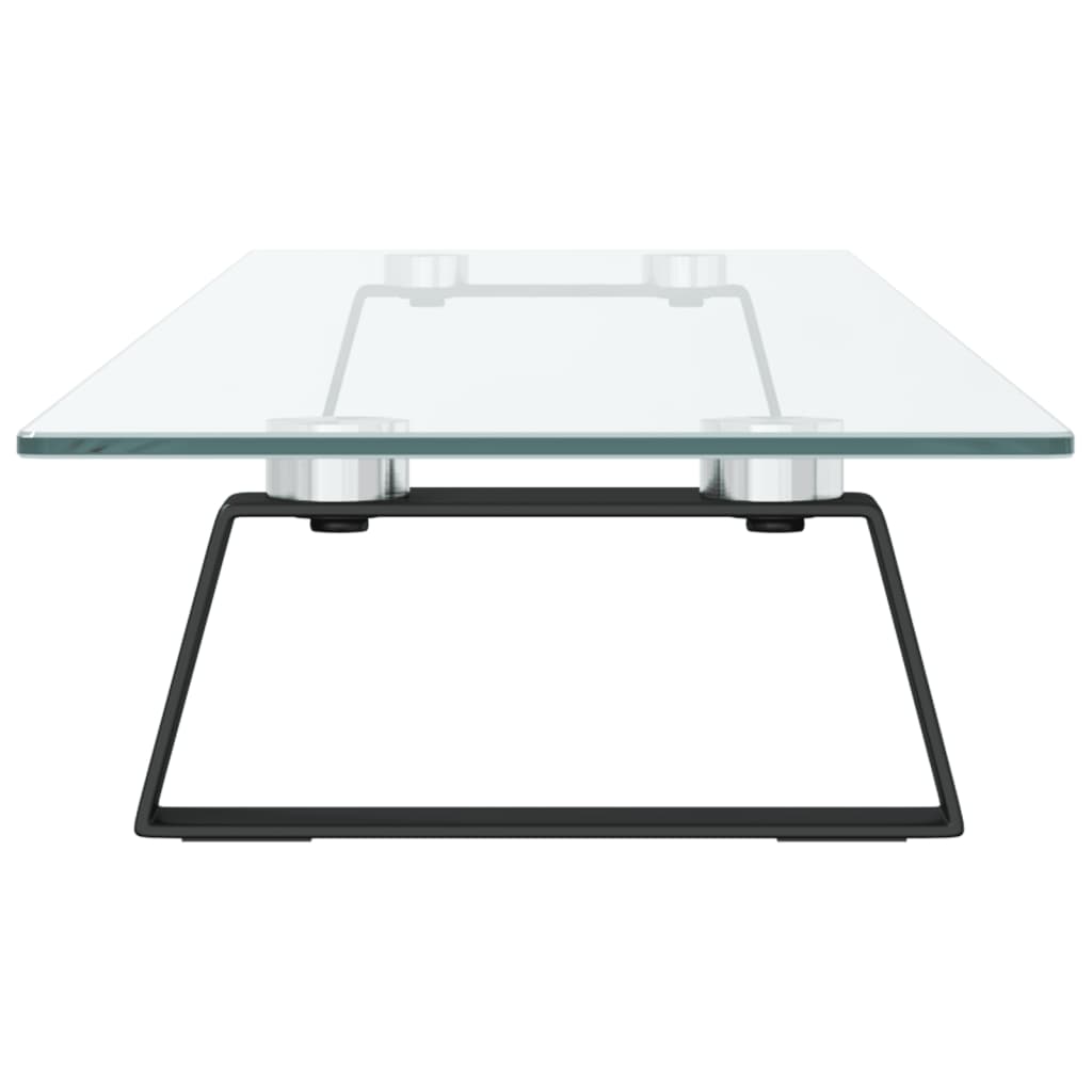 Monitorstandaard 100x20x8 cm gehard glas en metaal zwart