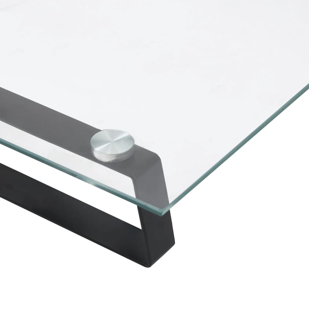 Monitorstandaard 100x20x8 cm gehard glas en metaal zwart