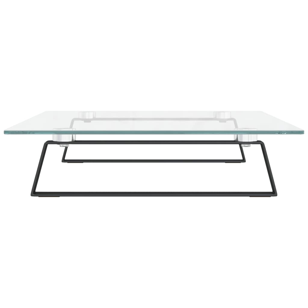 Monitorstandaard 60x35x8 cm gehard glas en metaal zwart