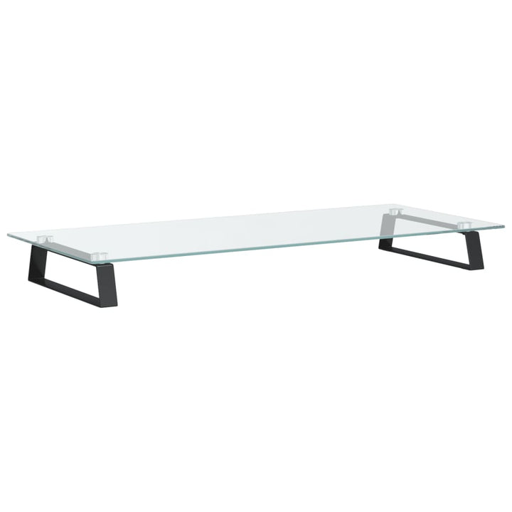 Monitorstandaard 80x35x8 cm gehard glas en metaal zwart