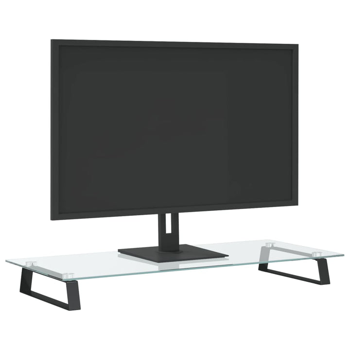 Monitorstandaard 80x35x8 cm gehard glas en metaal zwart