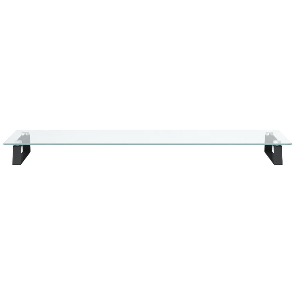 Monitorstandaard 100x35x8 cm gehard glas en metaal zwart