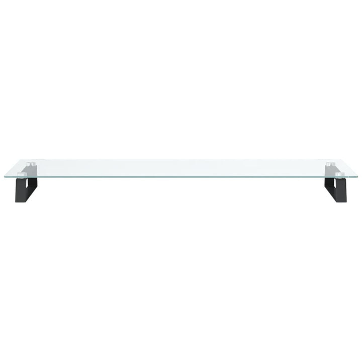 Monitorstandaard 100x35x8 cm gehard glas en metaal zwart