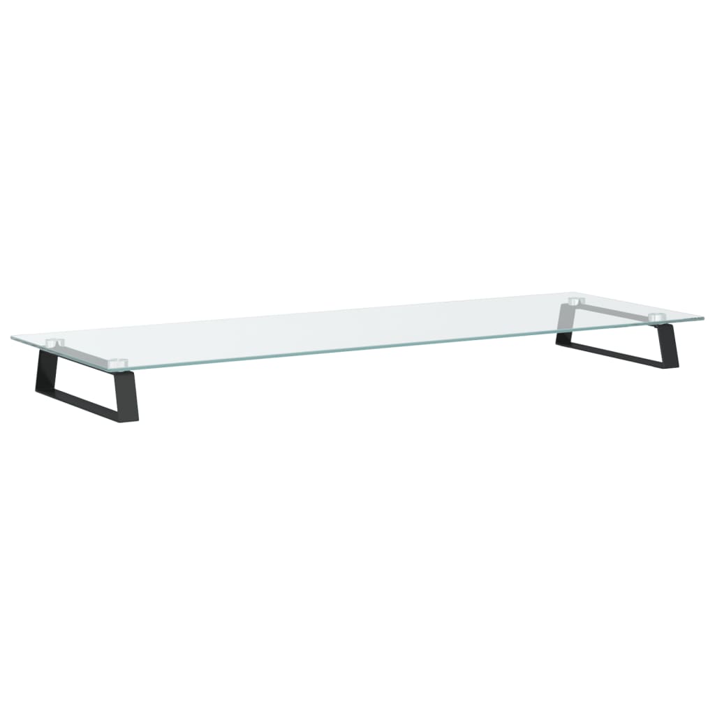 Monitorstandaard 100x35x8 cm gehard glas en metaal zwart