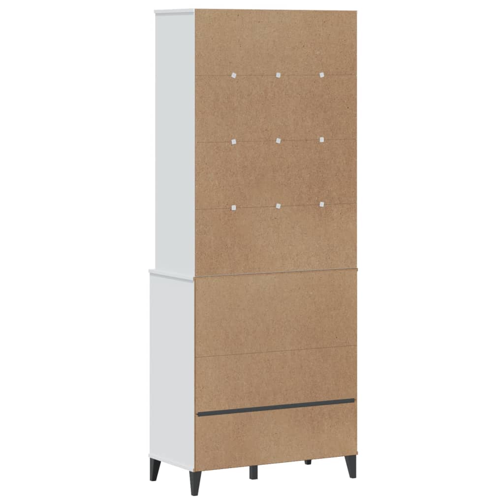 Hoge kast VIKEN 80x40x200 cm massief grenenhout wit