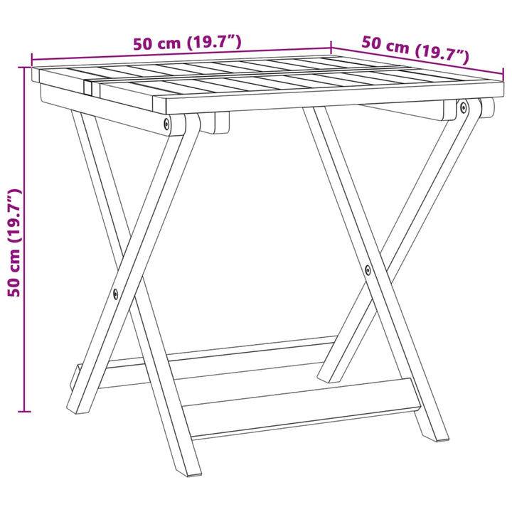 Tuintafel inklapbaar 50x50x50 cm massief acaciahout