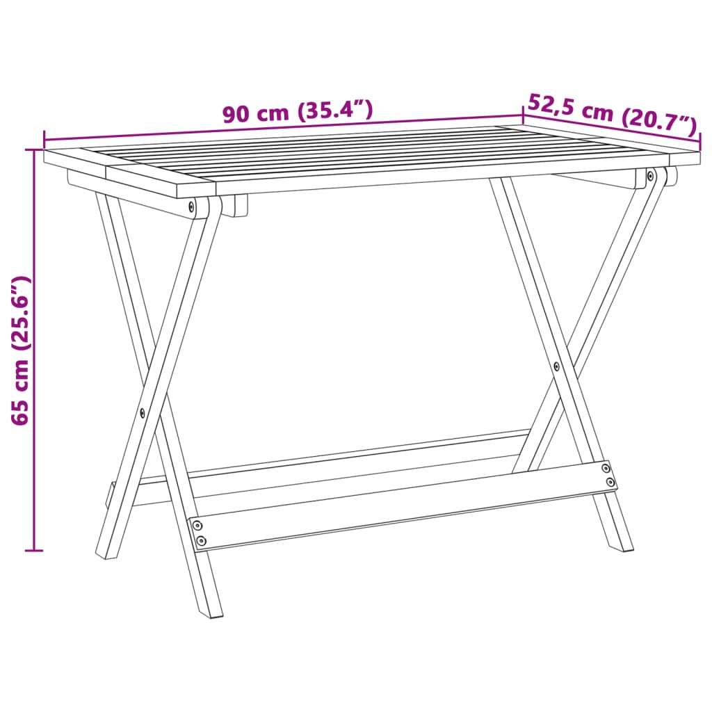 Tuintafel inklapbaar 90x52,5x65 cm massief acaciahout