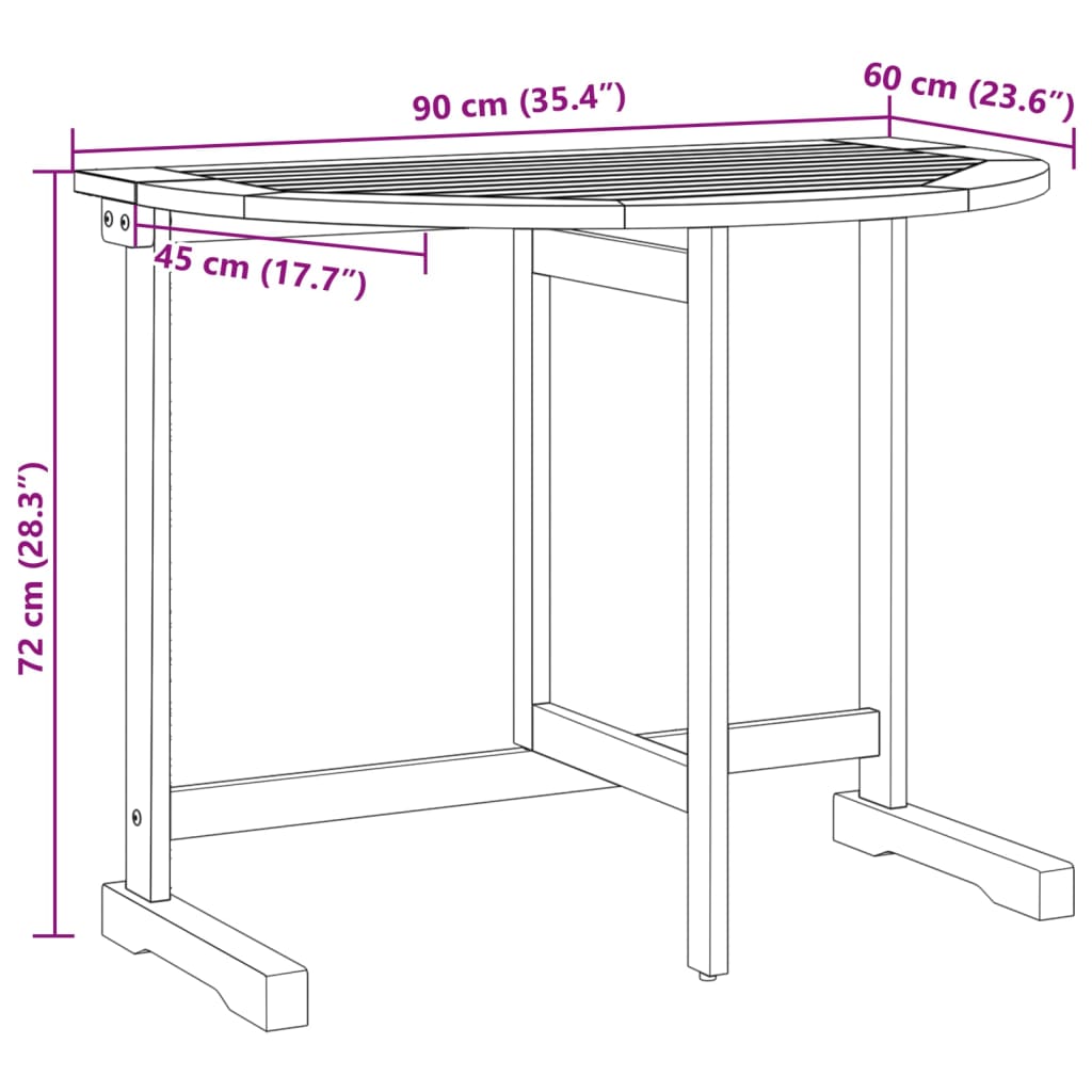 Balkontafel inklapbaar 90x60x72 cm massief acaciahout