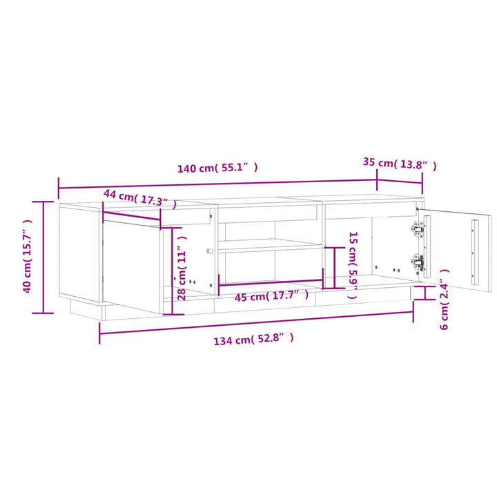 Tv-meubel 140x35x40 cm massief grenenhout