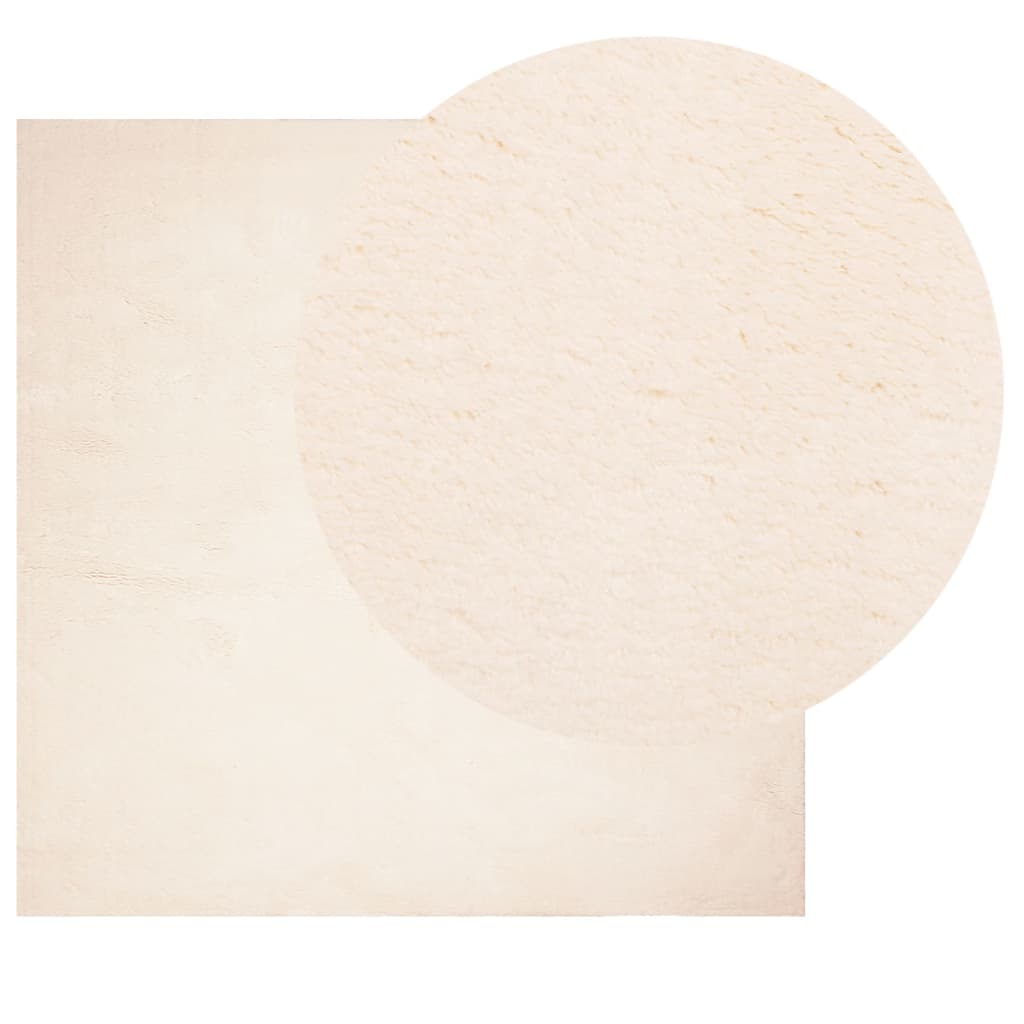 Vloerkleed HUARTE laagpolig zacht wasbaar 200x200 cm beige