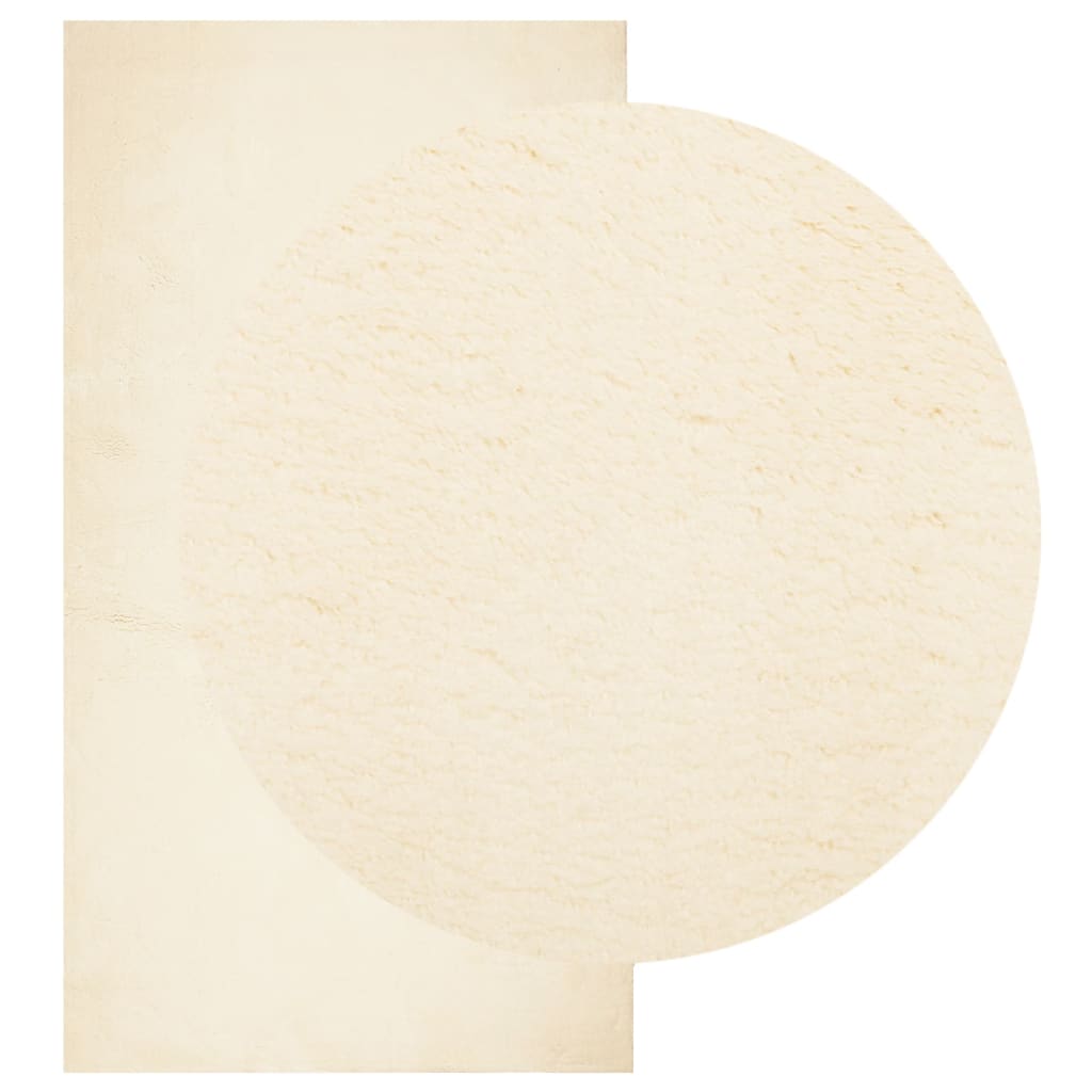 Vloerkleed HUARTE laagpolig zacht wasbaar 60x110 cm crème
