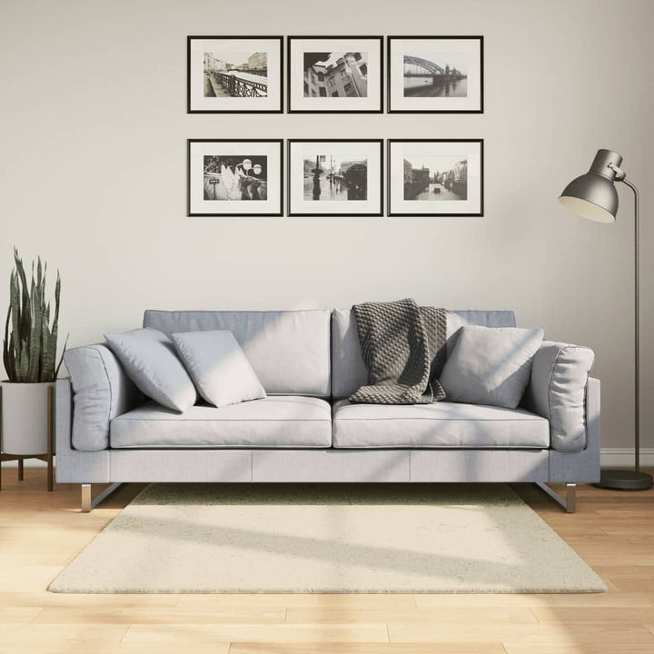 Vloerkleed HUARTE laagpolig zacht wasbaar 120x120 cm crème