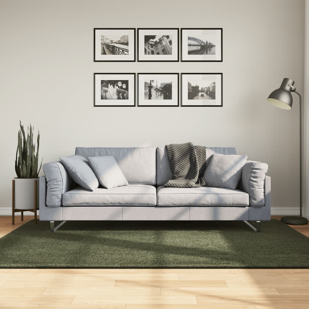 Vloerkleed HUARTE laagpolig zacht wasbaar 140x200 cm bosgroen