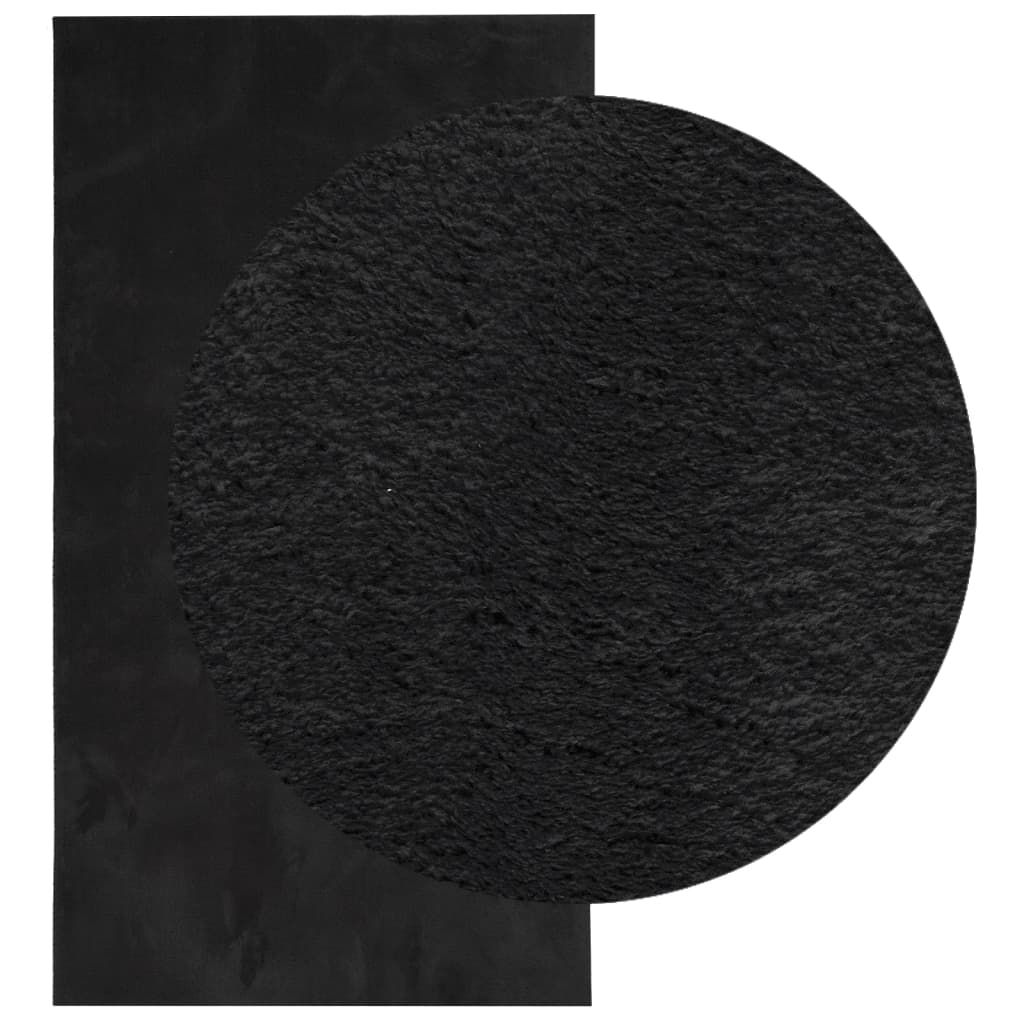 Vloerkleed HUARTE laagpolig zacht wasbaar 60x110 cm zwart