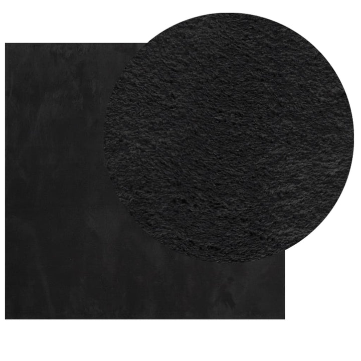 Vloerkleed HUARTE laagpolig zacht wasbaar 160x160 cm zwart