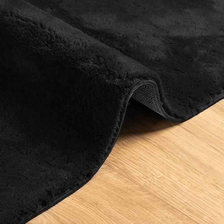 Vloerkleed HUARTE laagpolig zacht wasbaar 240x240 cm zwart