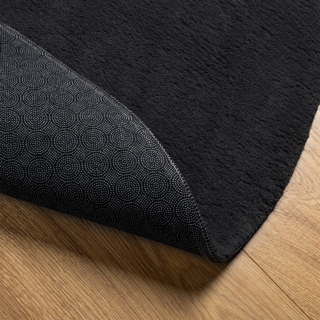 Vloerkleed HUARTE laagpolig zacht wasbaar ø 160 cm zwart