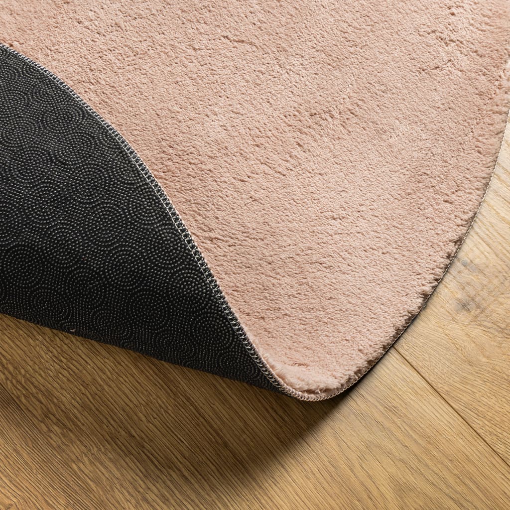 Vloerkleed HUARTE laagpolig zacht wasbaar ø 100 cm roze