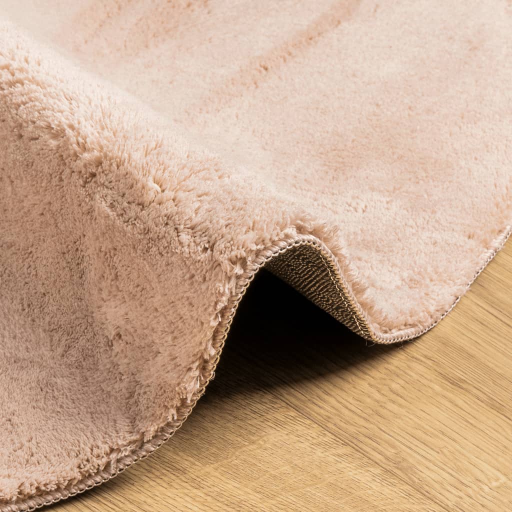 Vloerkleed HUARTE laagpolig zacht wasbaar ø 100 cm roze
