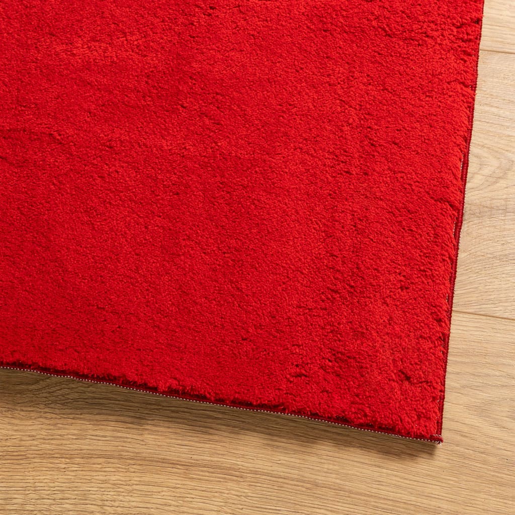 Vloerkleed HUARTE laagpolig zacht wasbaar 80x250 cm rood