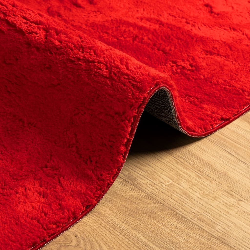 Vloerkleed HUARTE laagpolig zacht wasbaar 100x200 cm rood