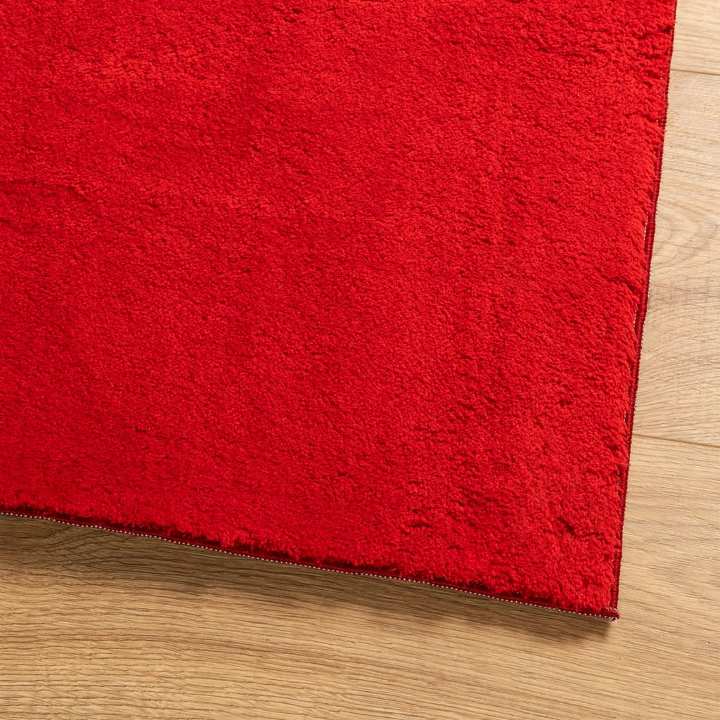 Vloerkleed HUARTE laagpolig zacht wasbaar 200x200 cm rood