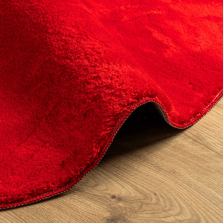 Vloerkleed HUARTE laagpolig zacht wasbaar ø 160 cm rood