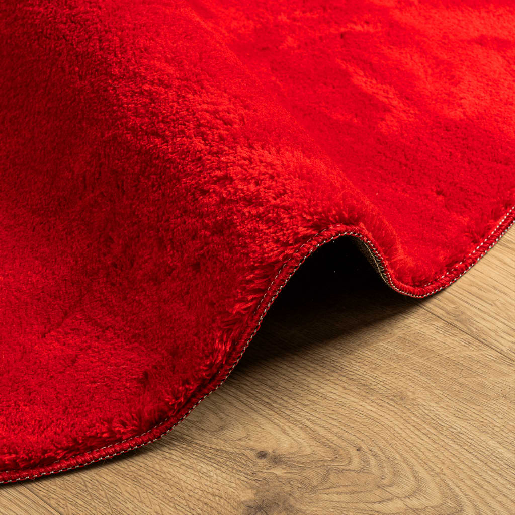 Vloerkleed HUARTE laagpolig zacht wasbaar ø 200 cm rood