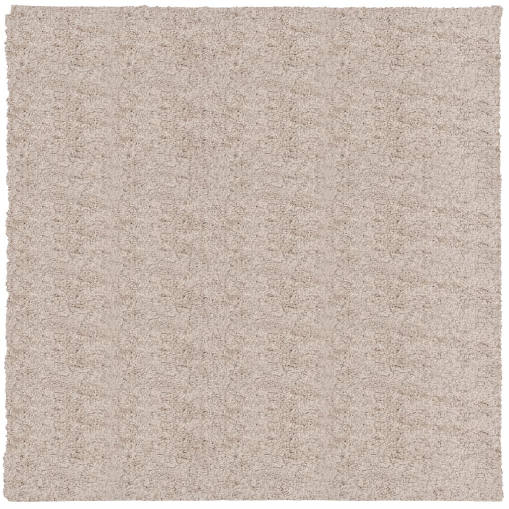 Vloerkleed PAMPLONA shaggy hoogpolig modern 120x120 cm beige