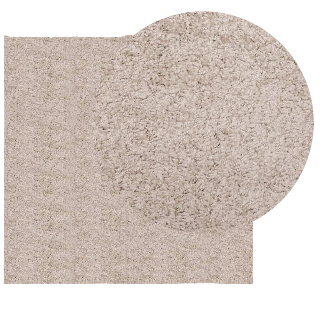 Vloerkleed PAMPLONA shaggy hoogpolig modern 120x120 cm beige