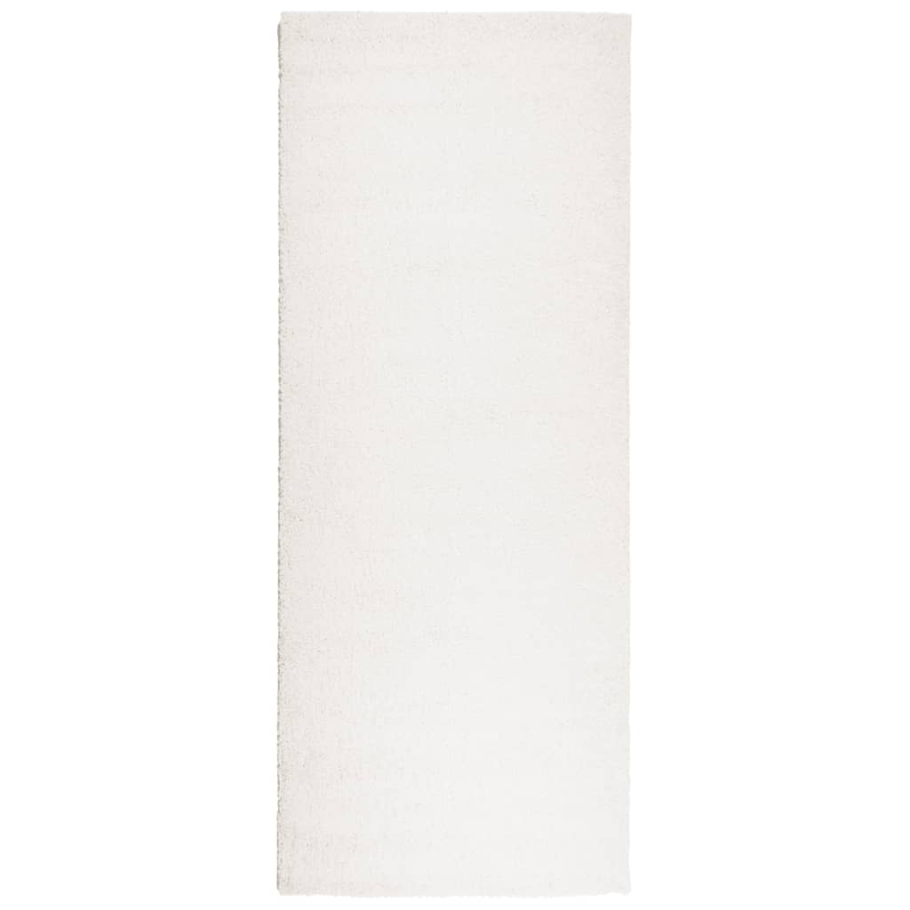 Vloerkleed PAMPLONA shaggy hoogpolig modern 80x200 cm crème