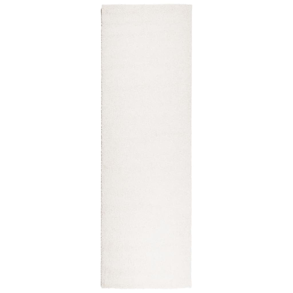 Vloerkleed PAMPLONA shaggy hoogpolig modern 80x250 cm crème