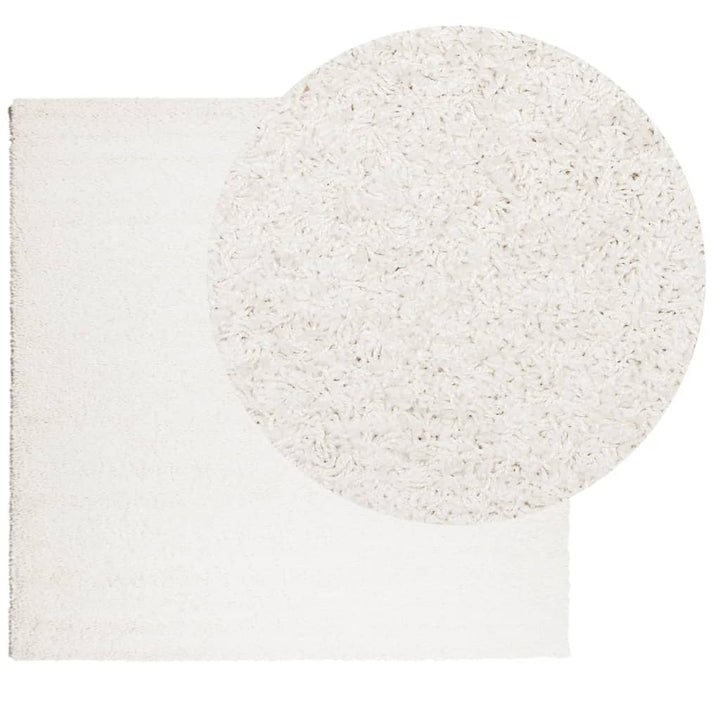 Vloerkleed PAMPLONA shaggy hoogpolig modern 120x120 cm crème