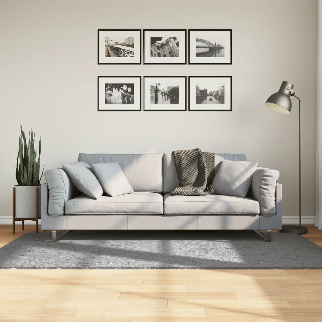 Vloerkleed PAMPLONA shaggy hoogpolig modern 100x200 cm grijs