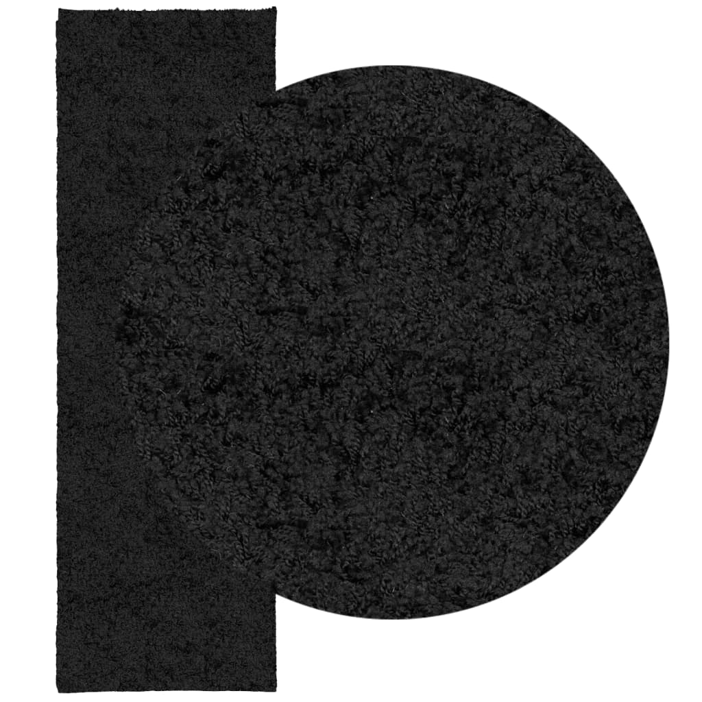 Vloerkleed PAMPLONA shaggy hoogpolig modern 80x250 cm zwart