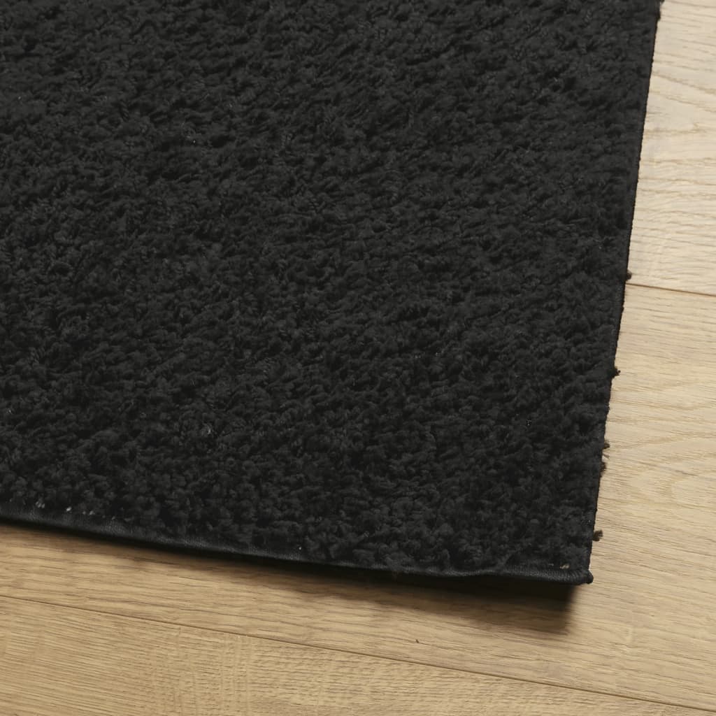 Vloerkleed PAMPLONA shaggy hoogpolig modern 120x120 cm zwart