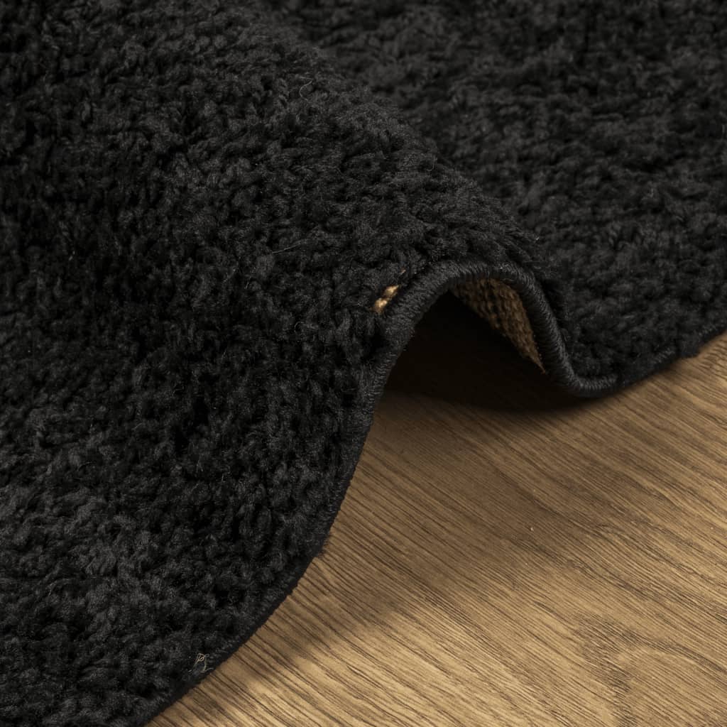 Vloerkleed PAMPLONA shaggy hoogpolig modern 160x160 cm zwart
